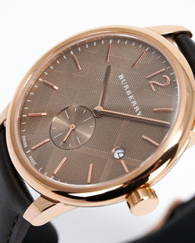 Burberry The Classic Brown Dial Brown Leather Strap Watch For Me