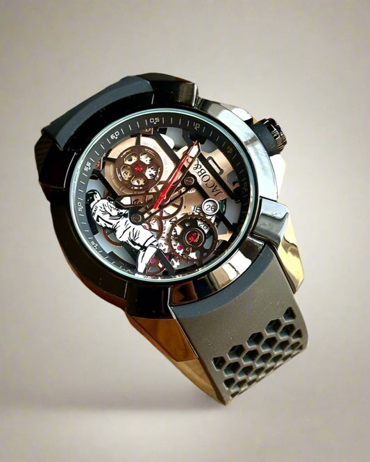 JACOB & CO MENS BLACK ROSE GOLD DAIL WATCH