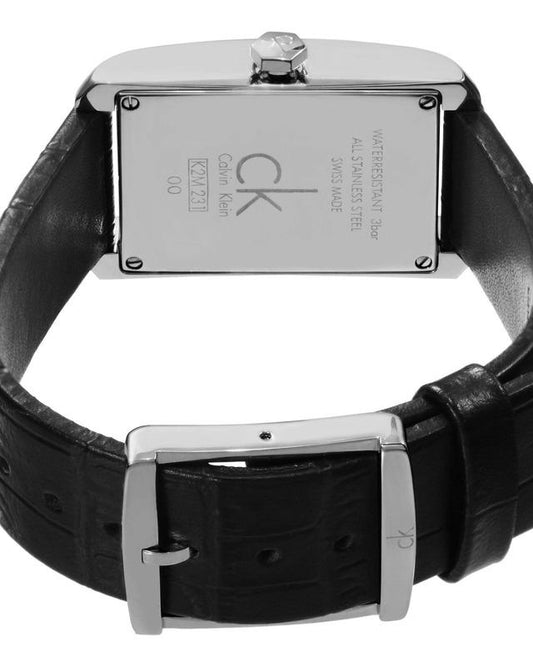 Calvin Klein Window Black Dial Black Leather Strap Watch For Men