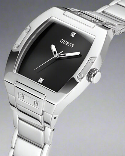 Guess Phoenix Black Dial Silver Steel Strap Watch For Men