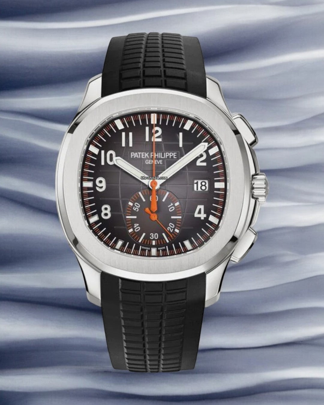 Patek Philippe Aquanaut Black Dial Automatic Men's Chronograph Black Rubber Strap