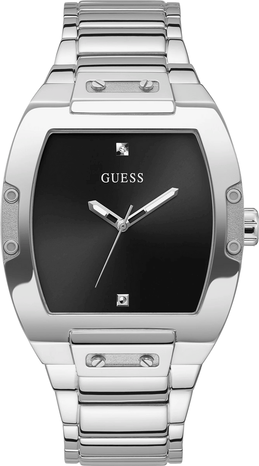 Guess Phoenix Black Dial Silver Steel Strap Watch For Men