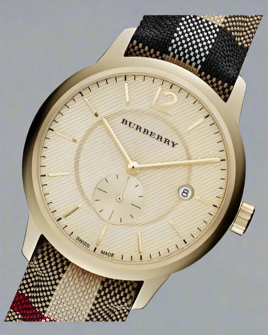 Burberry The Classic Round Gold Dial Brown Leather Strap Unisex Watch